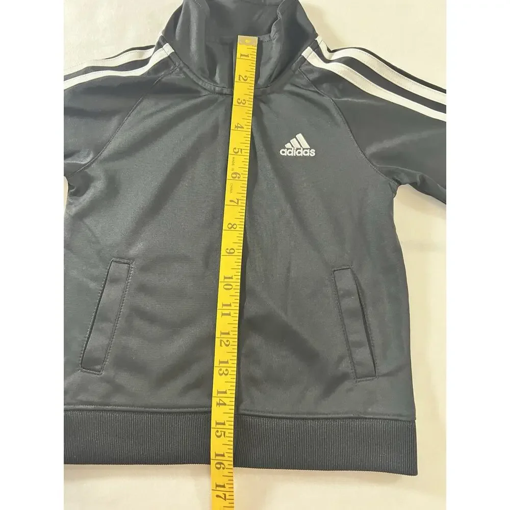 adidas Toddler Track Jacket Full Zip Black/White 3-Stripes Size 3T